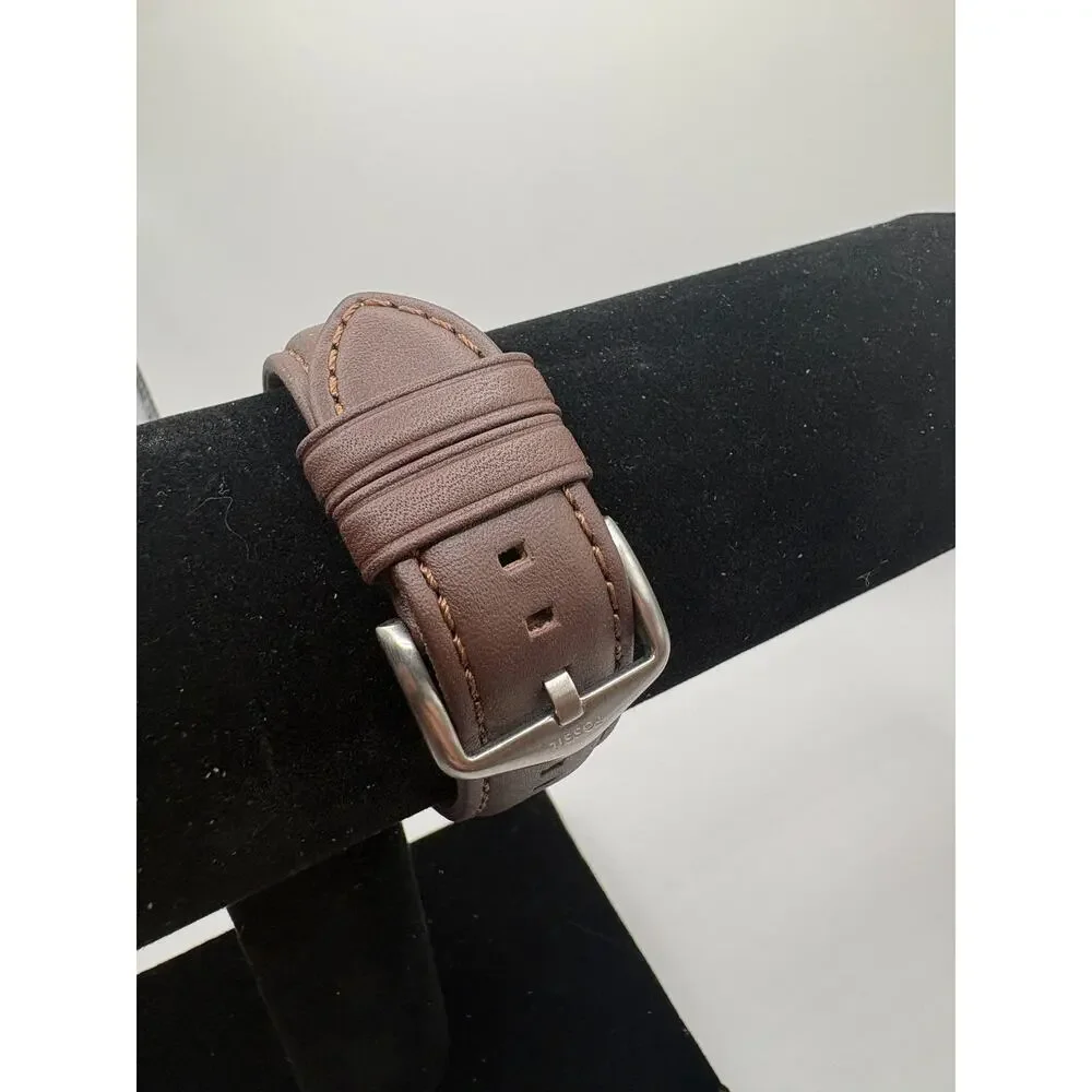 Fossil Chronograph Stainless Steel Watch Brown Leather